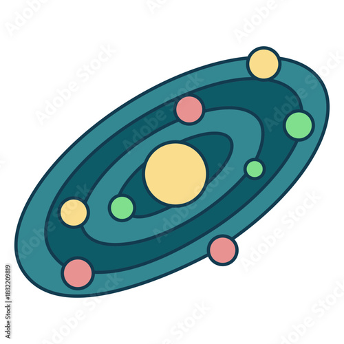 Simple solar system geometric color stroke
