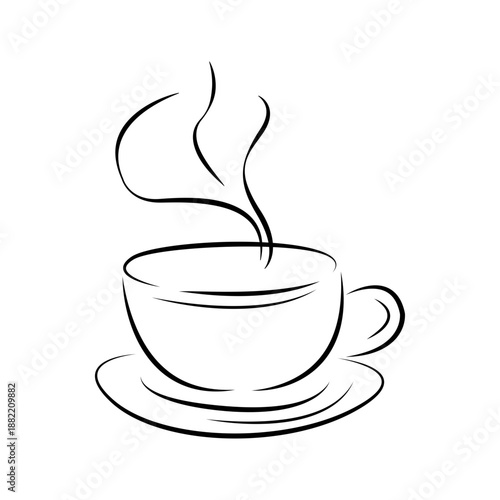 A mug with steam from a hot drink. A cup of hot drink. Warmth, freshness, and the drink's ready to drink. Rest breaks. Comfort and a warm atmosphere.