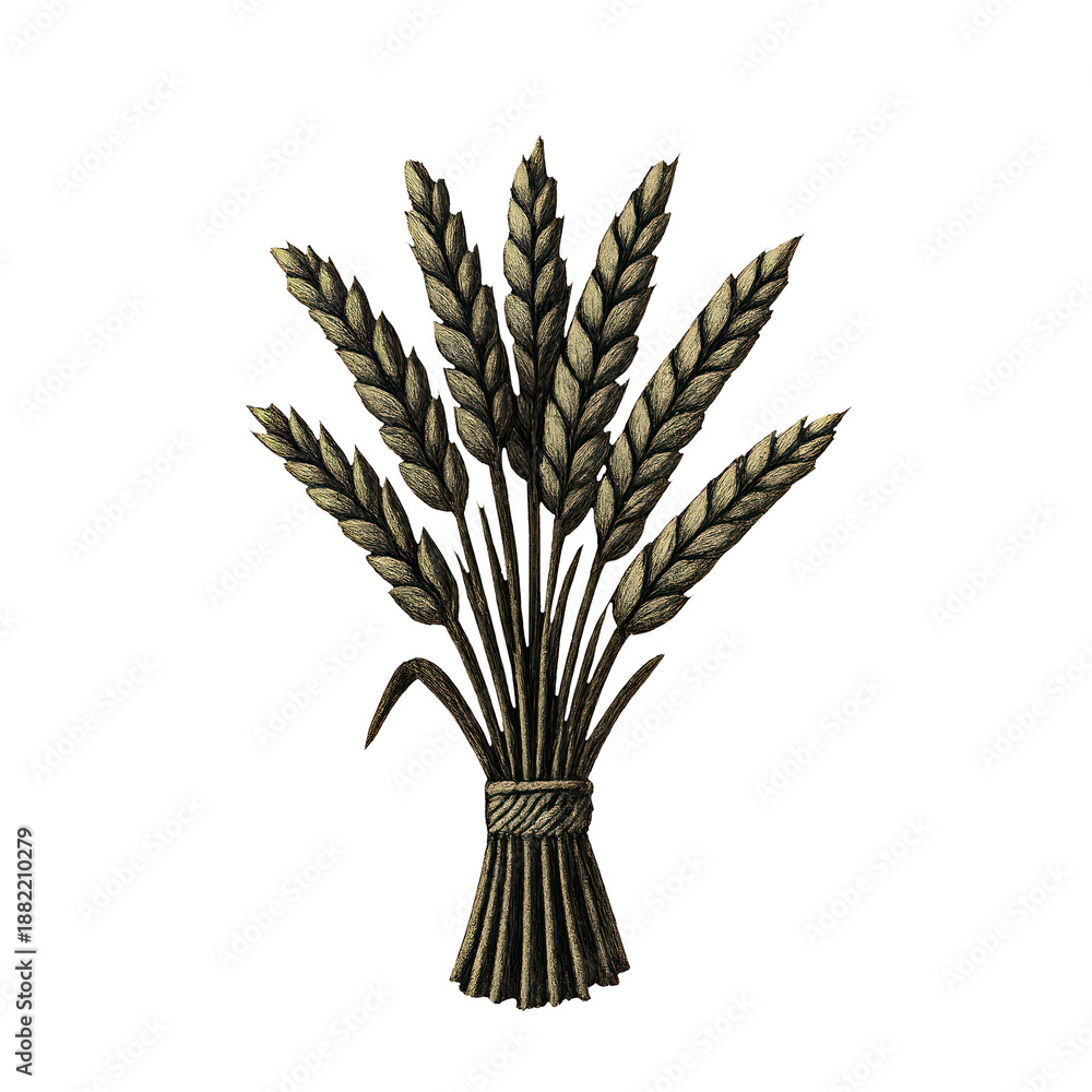 Fototapeta premium PNG Vintage wheat bundle illustration
