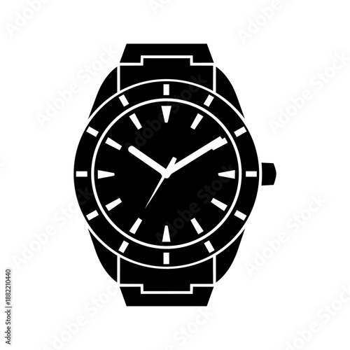 Stylized watch hands mark representing time, precision, luxury craftsmanship, and punctual scheduling.