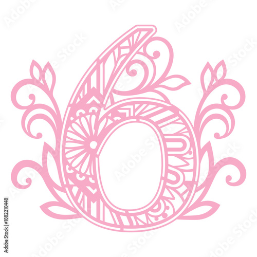 Pink number six mandala