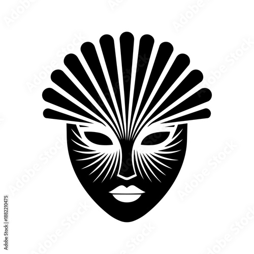 Decorative face mask with radiating elements, representing beauty technology, self care, and modern wellness.