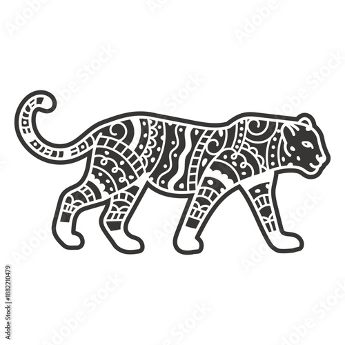 Fotografie Jaguar side mandala style cut out out