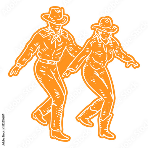 Cowboy couple dance cut out