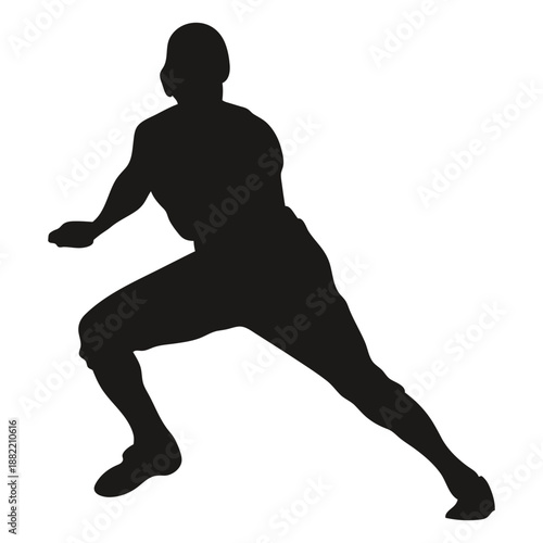 Baseball player silhouette running to catch