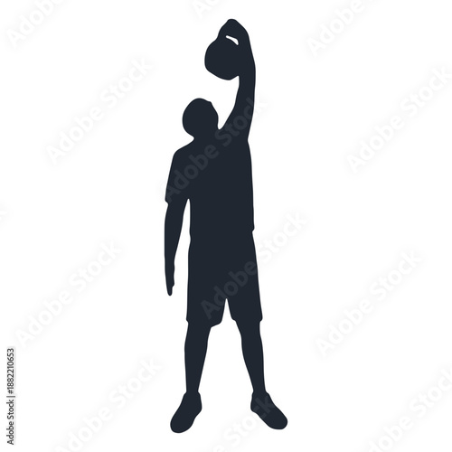 Man standing with kettlebell silhouette