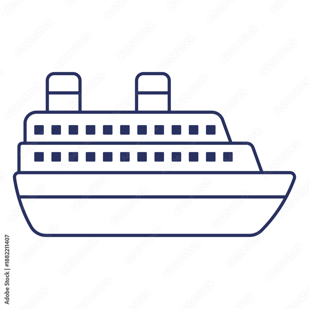 Obraz premium Cruise ship basic design filled stroke