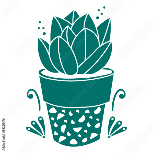 Succulent in a pot cut out