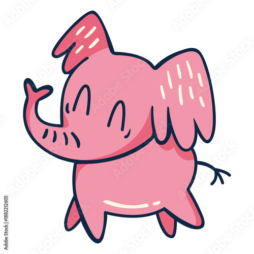 Cute smiling pink elephant cartoon