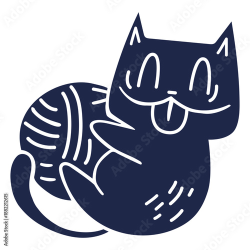 Cartoon cut out cat playing