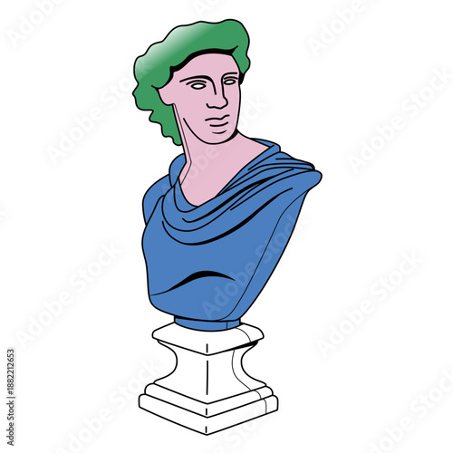 Flat colored stroke bust sculpture