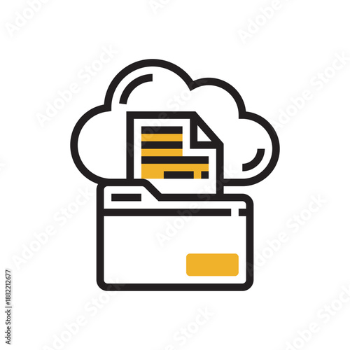 Secure Cloud Storage Solutions Digital File Management Online Document Transfer and Data Sync Icon for Modern Business