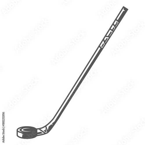Flat puck and hockey stick filled stroke