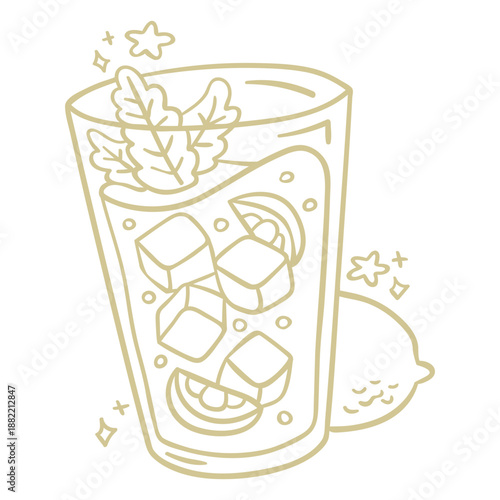 Mojito drink doodle