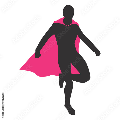 Floating landing superhero silhouette