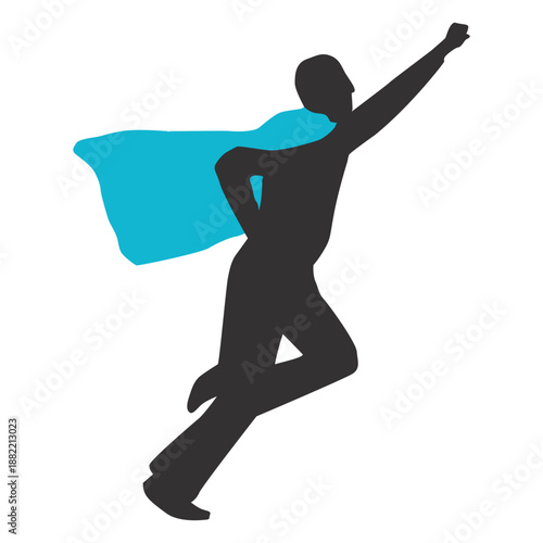 Superhero man taking off silhouette