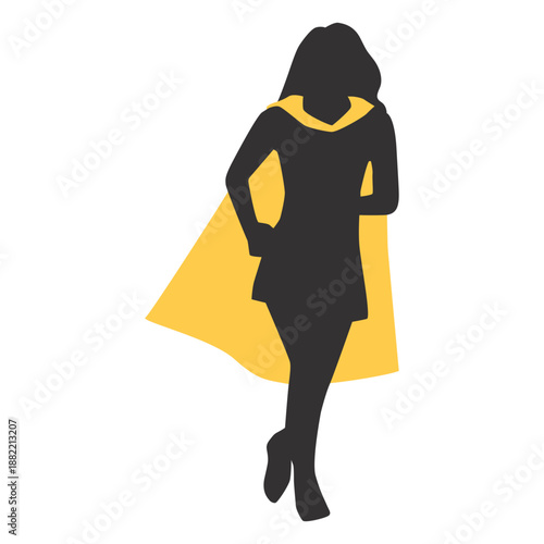 Running superhero girl silhouette