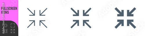 Minimize icon rally compact size small scale arrows icons. Shrink icon resize in arrows. Outline editable stroke, color icon set