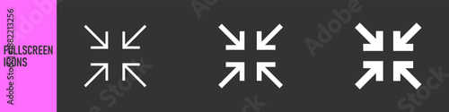 Minimize icon rally compact size small scale arrows icons. Shrink icon resize in arrows. Outline editable stroke, color icon set