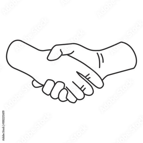 Hand shake friends line art