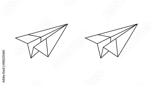 Simple outline of two paper airplanes depicted on a white background minimalist art