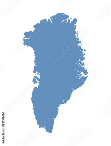 Blue map of Greenland isolated on white background, flat vector illustration