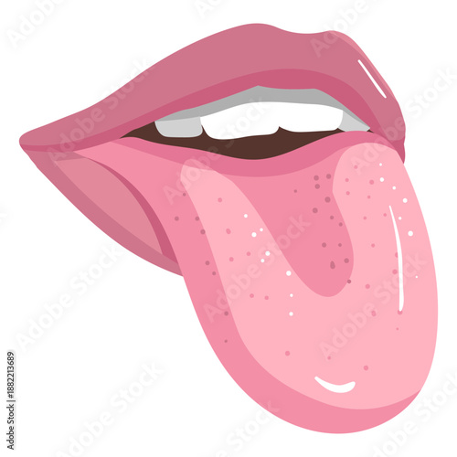 Semi flat mouth with tongue out