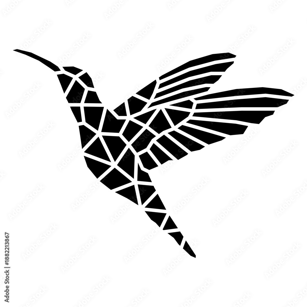 Fototapeta premium Simple flying hummingbird polygonal cut out