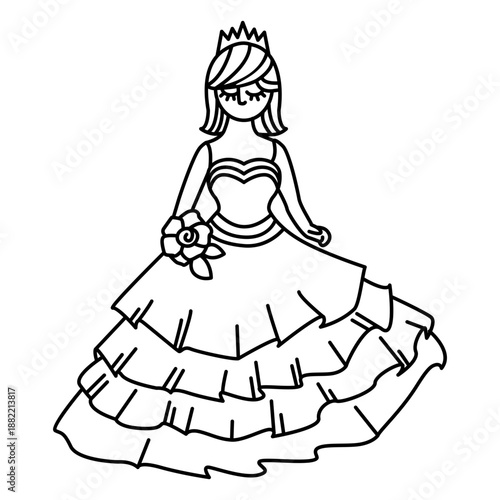 Girl in dress hand drawn stroke