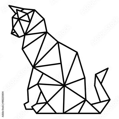 Sitting polygonal stroke cat