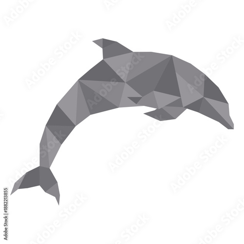 Simple color polygonal dolphin jumping