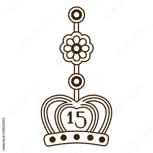 15th birthday stroke crown earring