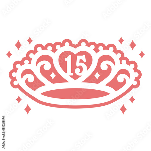 15th birthday red filled stroke crown