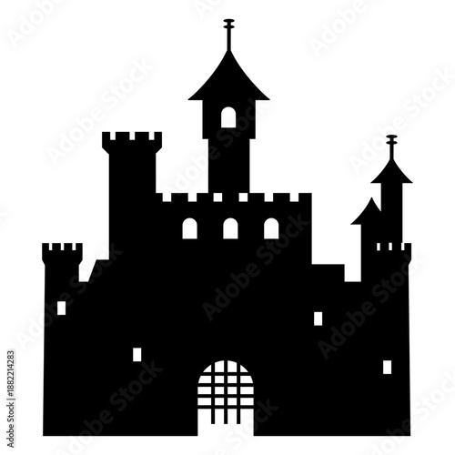 Castle square stone keep silhouette