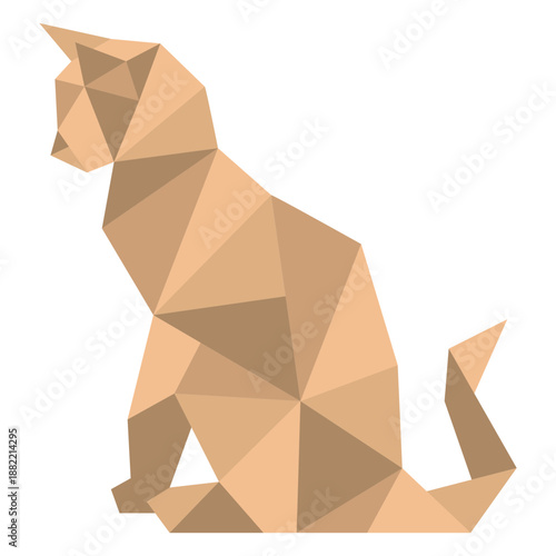 Sitting polygonal color cat