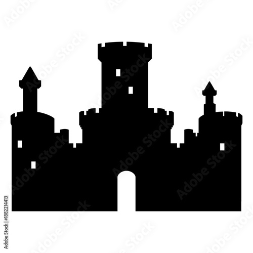 Middle ages castle silhouette