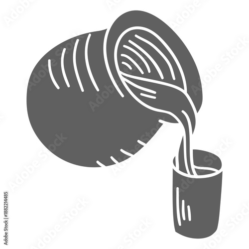 Pot of water pouring into glass stroke