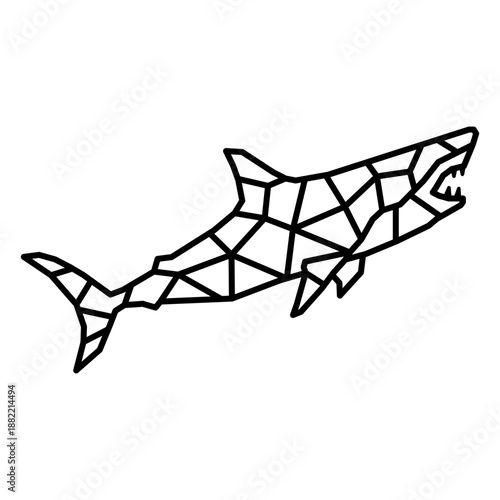 Simple polygonal stroke swimming shark profile