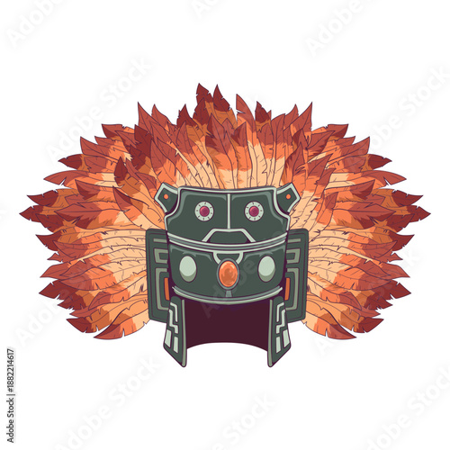 Aztec headdress illustration