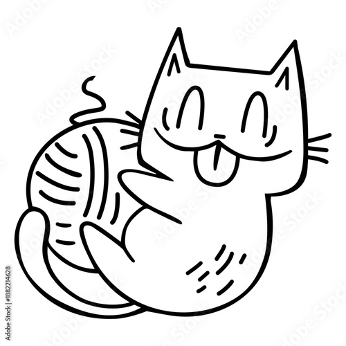 Stroke cartoon cat playing