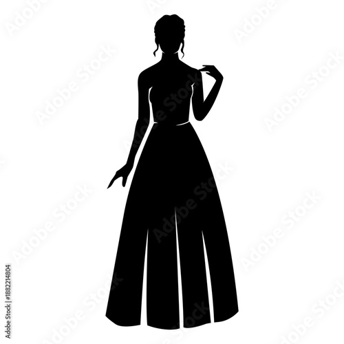 Standing woman in long dress silhouette