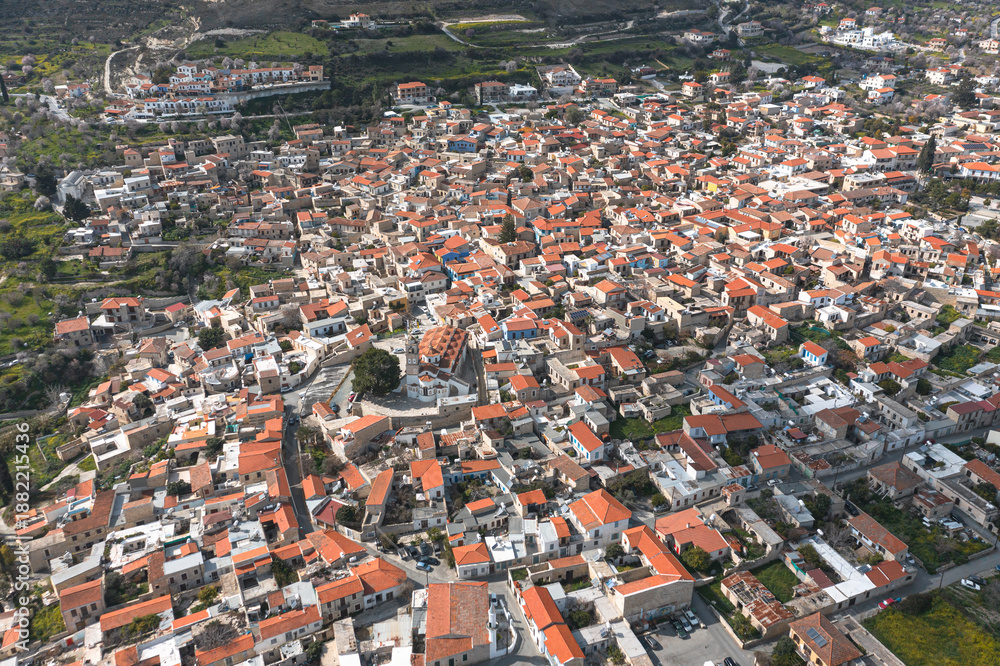 Obraz premium Pano Lefkara village overview with traditional architecture. Larnaca District, Cyprus
