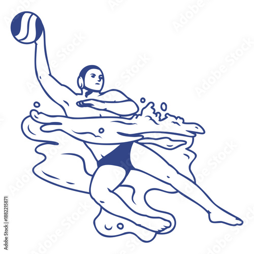 Waterpolo player male underwater