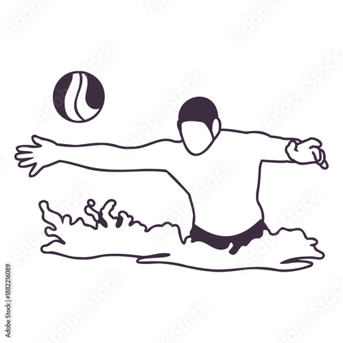 Waterpolo player catching ball filled stroke
