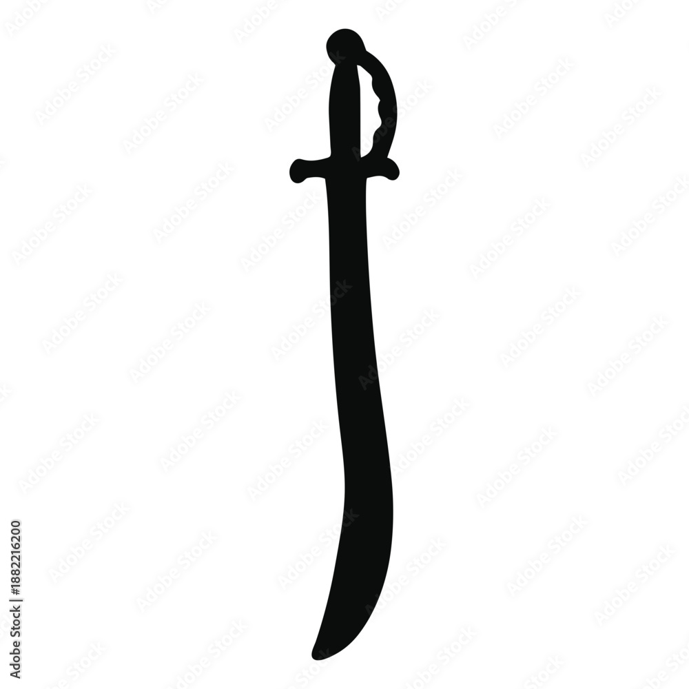 Naklejka premium Thin curved sword silhouette