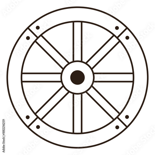 Wood wagon wheel filled stroke