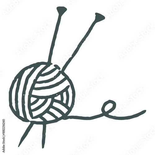 Wool ball and needle stroke