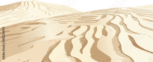 Wind Shaped Sand Ripple Patterns Creating Natural Rhythmic Texture and Organic Landscape Surface for Minimal Design and Environmental Concepts