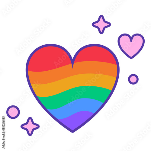 Rainbow heart color stroke