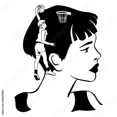 Basketball player woman filled stroke